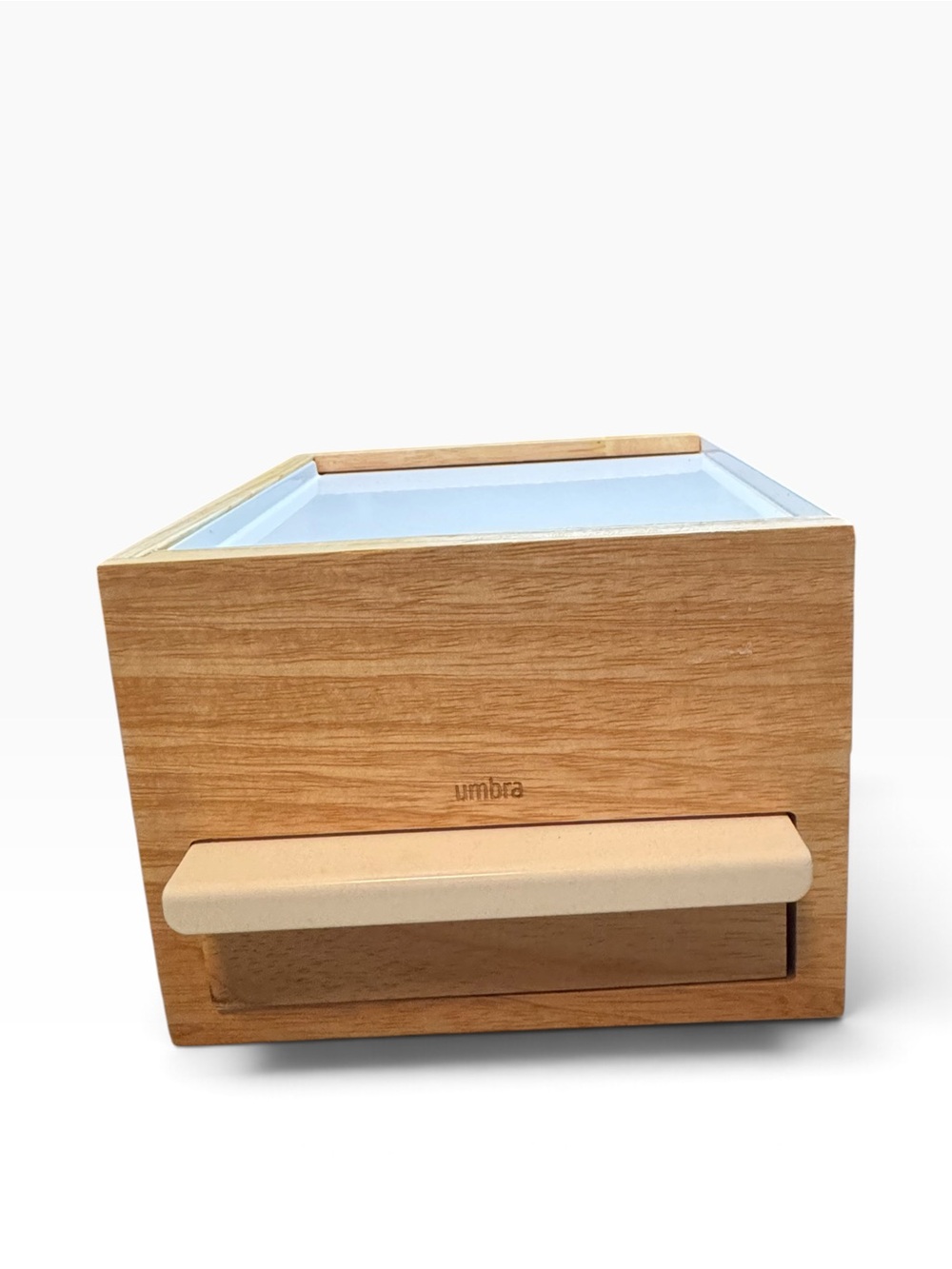 Umbra Wood and White Jewelry Box Organizer
